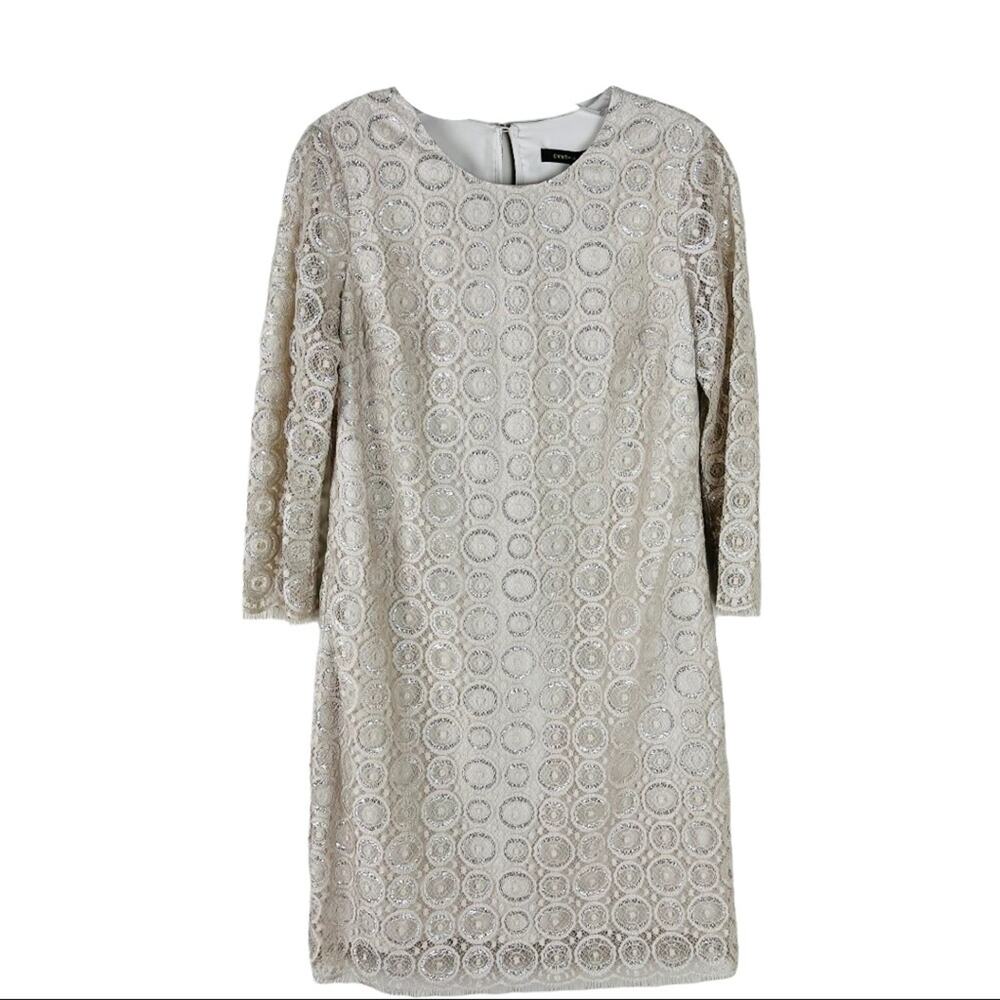 NEW Cynthia Steffe tan silver lace sheath special occasion wedding event dress 4